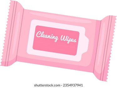 pink face cleaning wipe in flat style