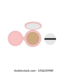 Pink face cushion with sponge. Foundation cream for the face. BB- cream.Vector illustration.