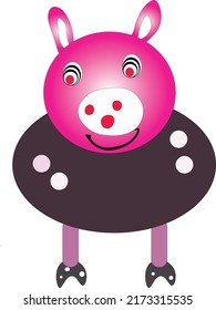 Pink Face Cute pig Vector