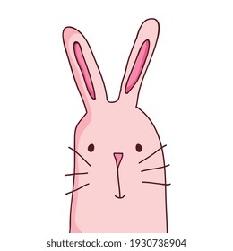 pink face rabbit isolated with white background. vector illustration