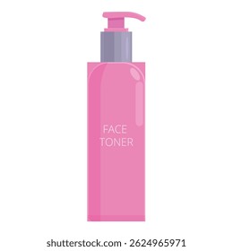 Pink face toner bottle dispensing moisturizing lotion for skincare and beauty routines