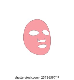 Pink facial mask vector illustration. Anti-aging nourishing facial sheet mask.