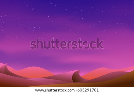 Pink Fairy Desert Landscape Stars On Stock Vector Royalty Free