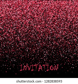 Pink falling particles on dark background. Vector