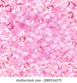 Pink falling sakura petals.Nature horizontal background.