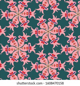 pink fancy flowers pattern on transparent background
