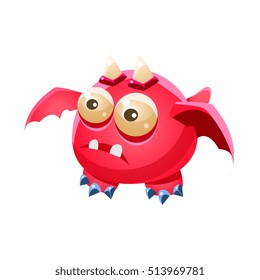 Pink Fantastic Friendly Pet Dragon With Two Horns Fantasy Imaginary Monster Collection