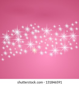 Pink fantasy background with stars - vector illustration