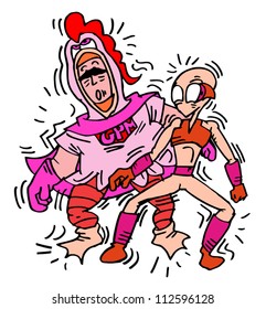 Pink fashion comic characters