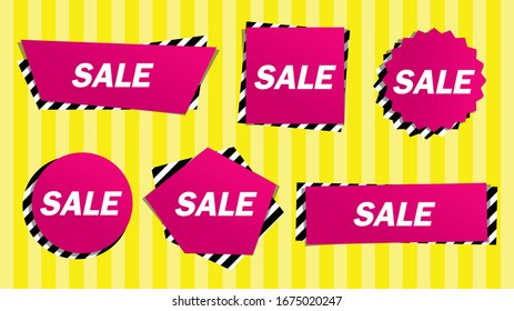 pink fashion sale sign template vector set.
