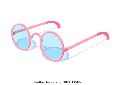 Pink fashion stylish glasses with blue tinted glass