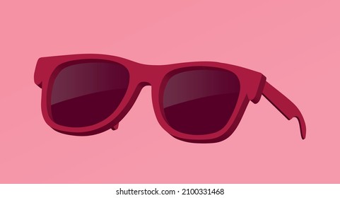 Gafas de sol de moda rosadas y óptica de lente negra en el fondo de objetos de verano con diseño accesorio moderno. representación 3D