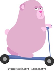 Oso graso rosa , ilustración, vector sobre fondo blanco