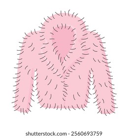 Pink faux fur jacket isolated vector illustration