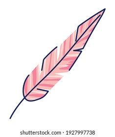 pluma rosa en un diseño de ilustración vectorial de fondo blanco