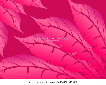 Pink feather premium background. Abstract dynamic composition. Modern vector feather illustration.