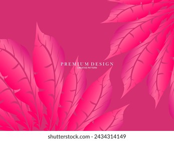 Pink feather premium background. Abstract dynamic composition. Modern vector feather illustration.