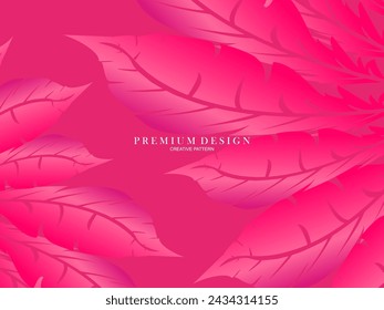 Pink feather premium background. Abstract dynamic composition. Modern vector feather illustration.