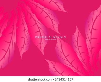 Pink feather premium background. Abstract dynamic composition. Modern vector feather illustration.
