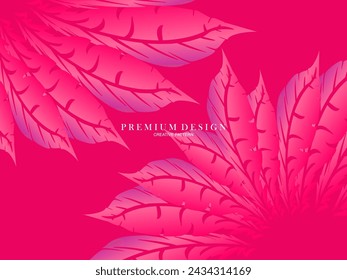 Pink feather premium background. Abstract dynamic composition. Modern vector feather illustration.