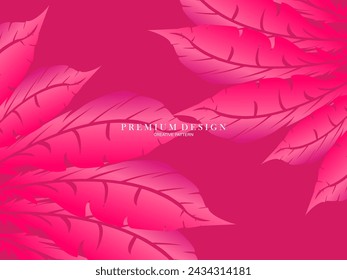 Pink feather premium background. Abstract dynamic composition. Modern vector feather illustration.