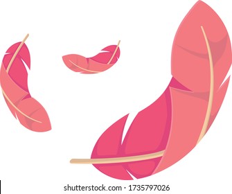 Las plumas rosas flotan en los iconos del logotipo del viento
