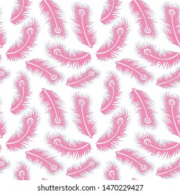 Pink Feathers Seamless Pattern Design 