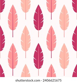 Pink feathers vector seamless pattern