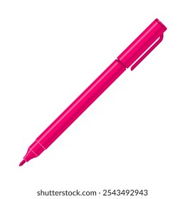 Pink felt tip marker pen with caps off. Flat vector illustration isolated on white background. Art supply concept. Perfect for creative projects