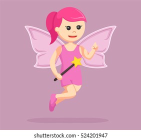 pink female fairy with magic wand