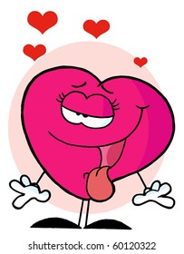 Pink Female Heart With Her Tongue Hanging Out