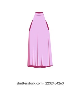 Pink female mini dress cartoon illustration. Beautiful sleeveless dress for woman. Trendy and stylish women gown isolated on white background. Clothes, fashion concept.