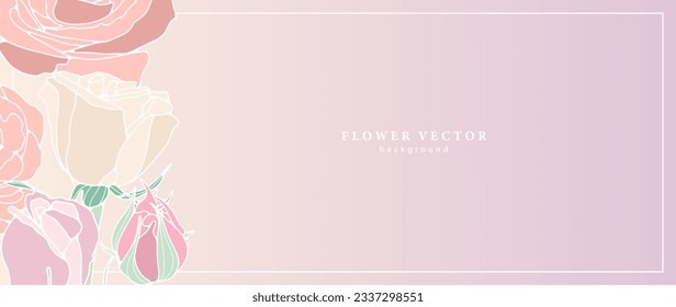 Pink feminine floral background with roses. Background for text or photo. Floral background for decor, wallpapers, postcards, business cards, diplomas and presentations.