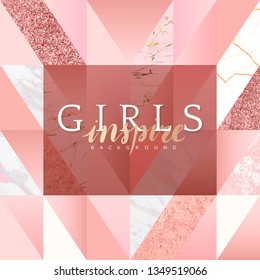 Pink feminine geometric background vector