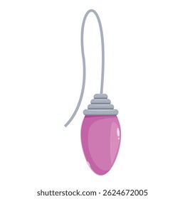 Pink festive light bulb hanging from a gray wire, perfect for christmas decorations and holiday cheer