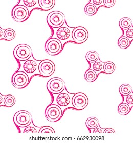 pink fidget spinner. Vector hand drawn fashion illustration on white background in watercolor style