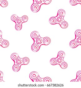 pink fidget spinner. Vector hand drawn fashion illustration on white background in watercolor style