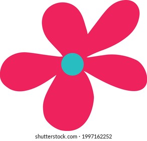 Pink field flower. Vector illustration in the doodle style. 