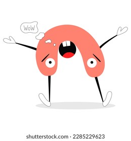 pink figure with surprised emotion. Various forms. Hand drawn fashion vector illustration for kids. Cute funny characters. All elements are insulated