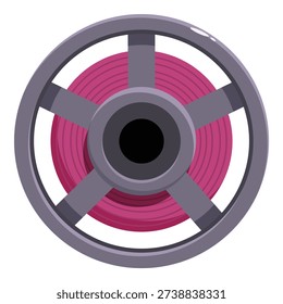 Pink filament rolled up on a spool, ready for 3d printing using fdm technology