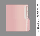 Pink File Folder with Documents Graphic
