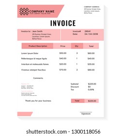 203 Pink invoice template Images, Stock Photos & Vectors | Shutterstock