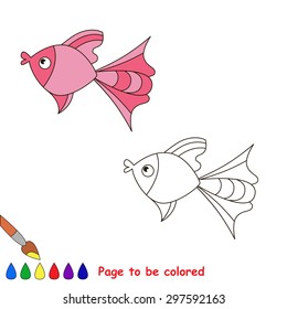 Pink fish. Coloring book for children. Page to be color. 