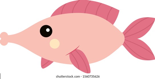 Pink fish, illustration, vector on white background.