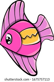 Pink fish, illustration, vector on white background.