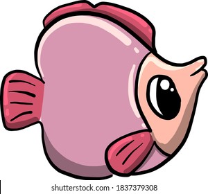 Pescado rosa, ilustración, vector sobre fondo blanco
