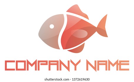Pink fish minimalistic logo vector illustration on a white background