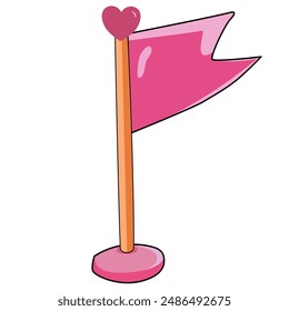 Sieg des Emblems der rosa Flagge. Vektorgrafik Cartoon-Symbol auf weißem Hintergrund