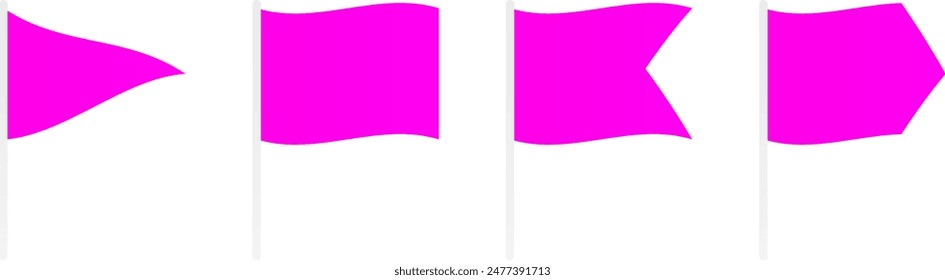 Icono de bandera rosa que advierte del peligro en los Pequeños banderines en diferentes Formas