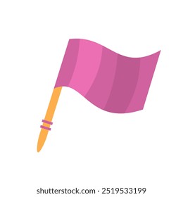 Pink flag on stick with two pink bands bright and eye catching for events, promotions, or decorative purposes in various designs